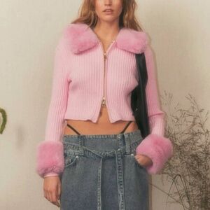 House of Sunny Waterloo Peggy Vol.2 Pink Faux-Fur Cardigan